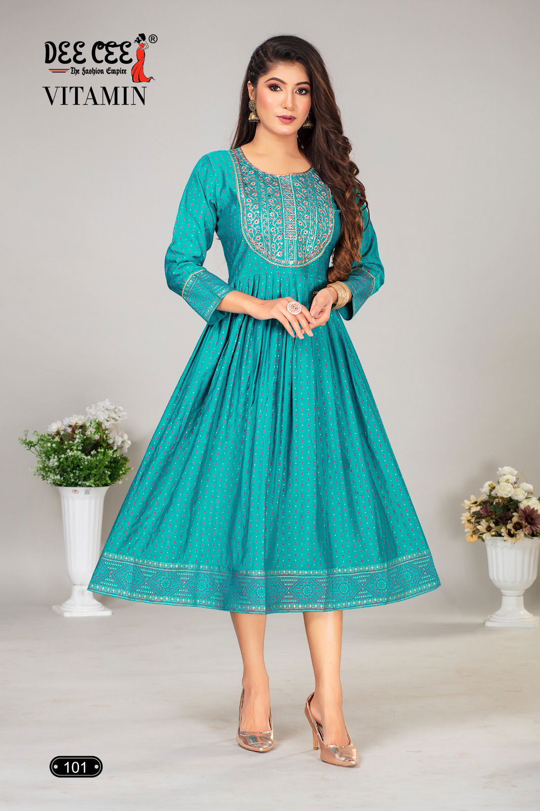 Vitamin By Dee Cee Chanderi Anarkali Kurtis Wholesale Shop In Surat
